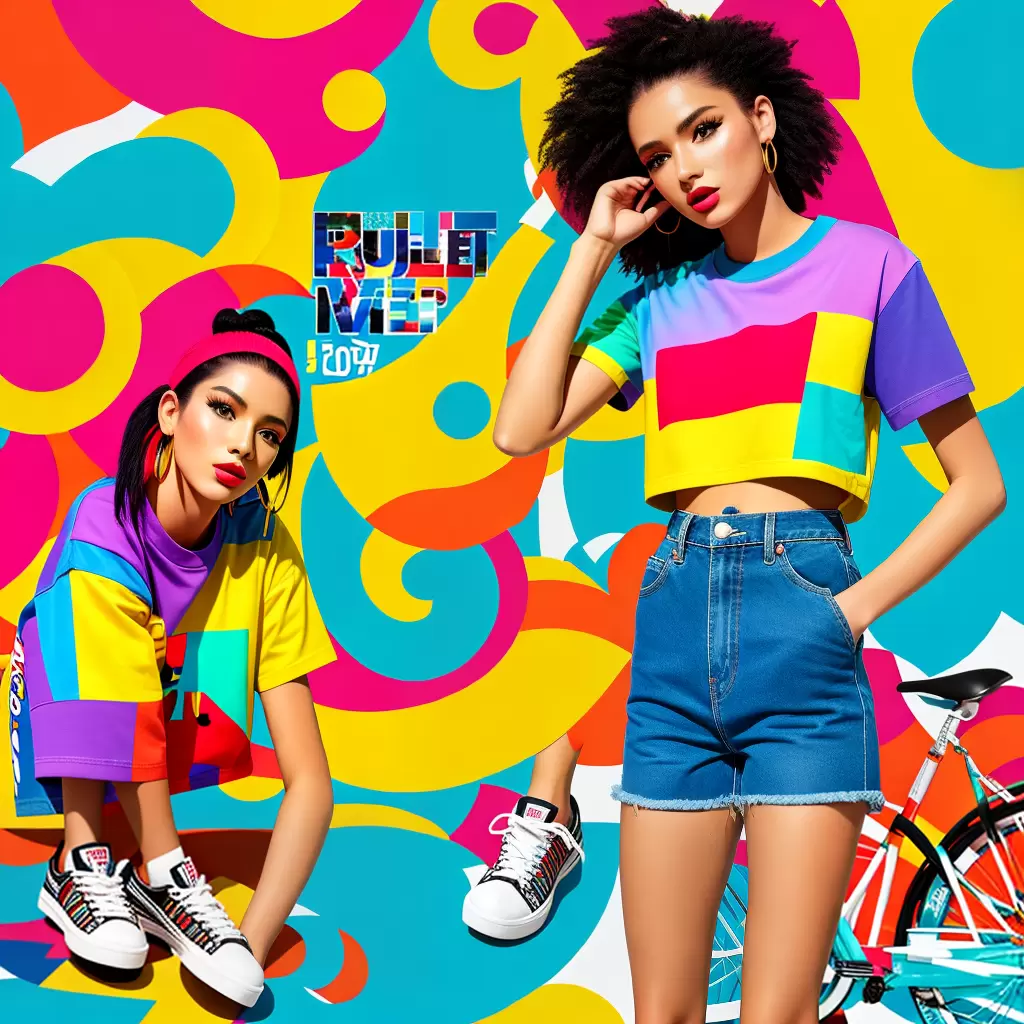 Fotos pop art modelo jeans cropped sneakers