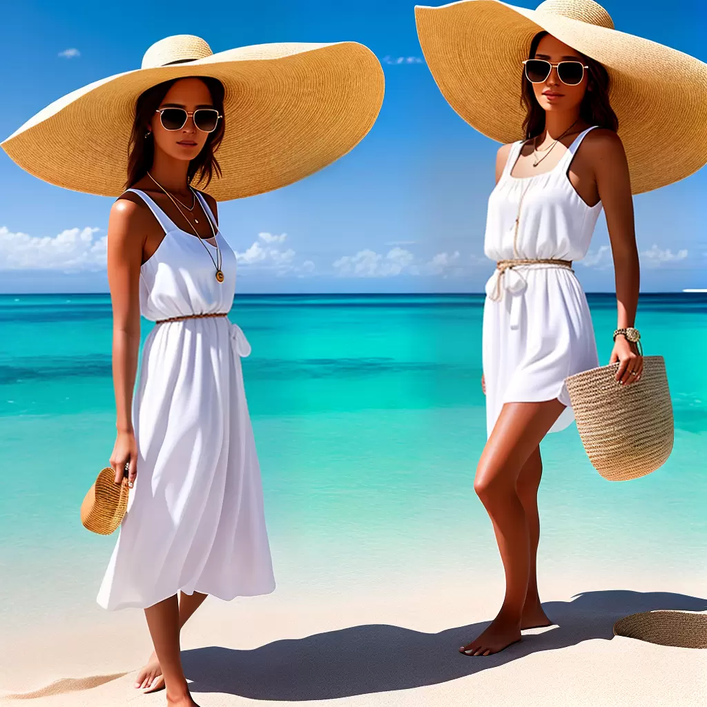 Fotos verao praia mulher vestido chapeu bebida Fotos verao praia mulher vestido chapeu bebida