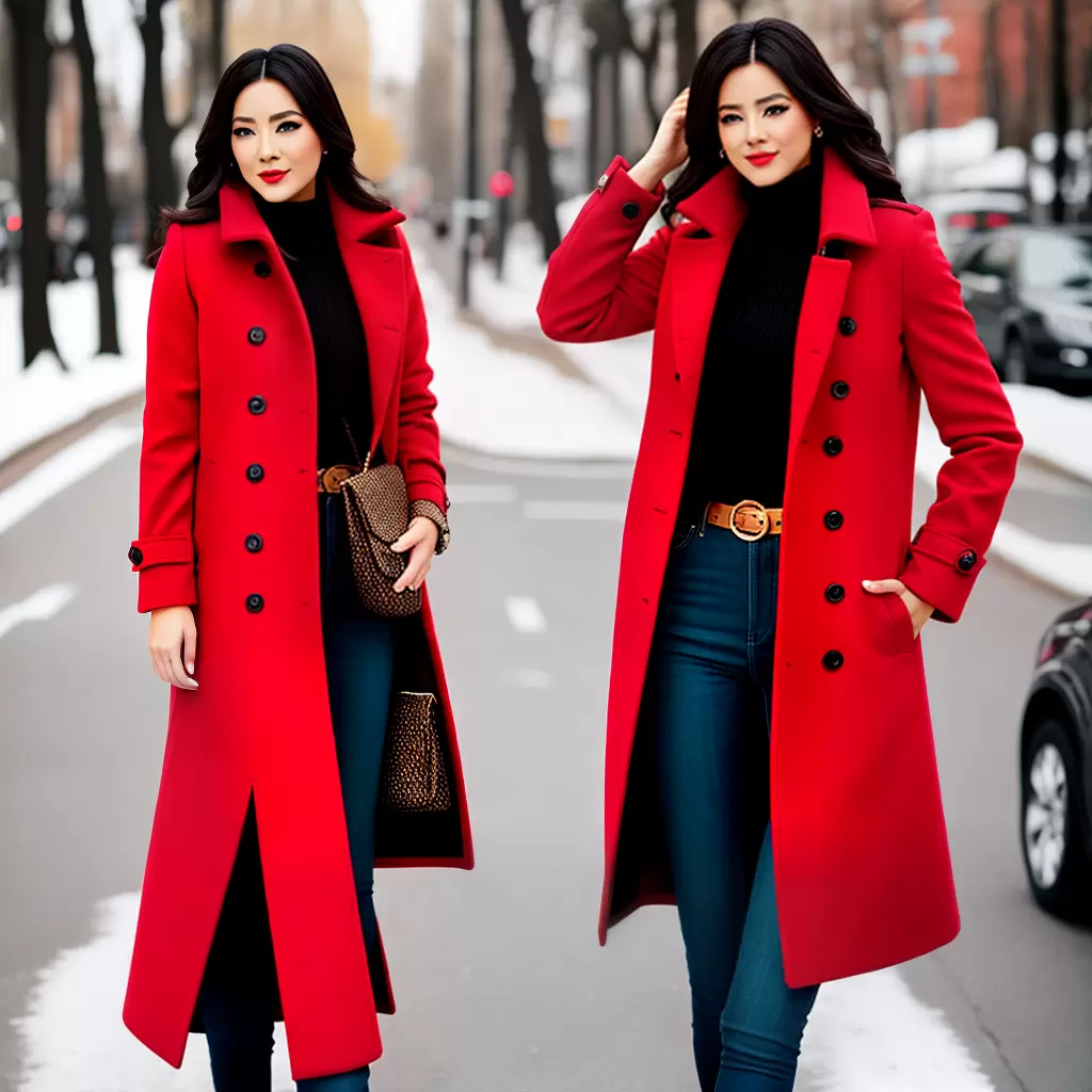 Fotos casaco vermelho inverno alegre