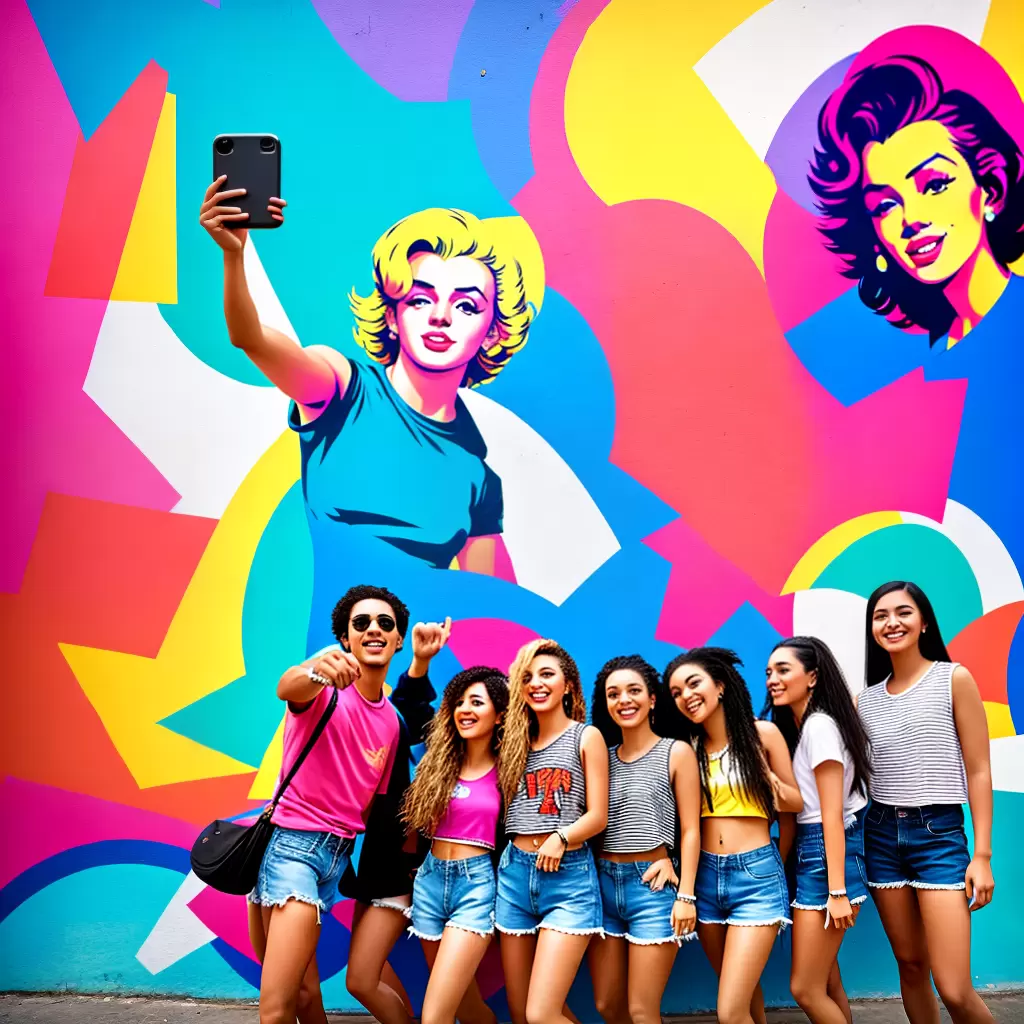 Fotos jovens mural pop selfie tendencia