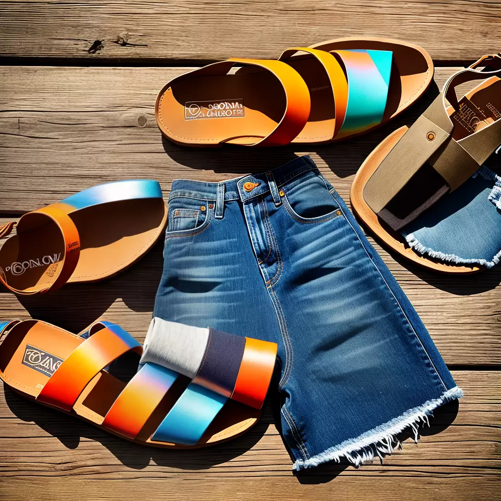 Fotos sandalias coloridas shorts jeans madeira Fotos sandalias coloridas shorts jeans madeira