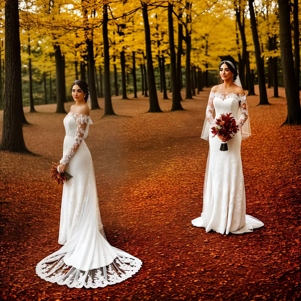 Fotos noiva outono floresta vestido renda Fotos noiva outono floresta vestido renda