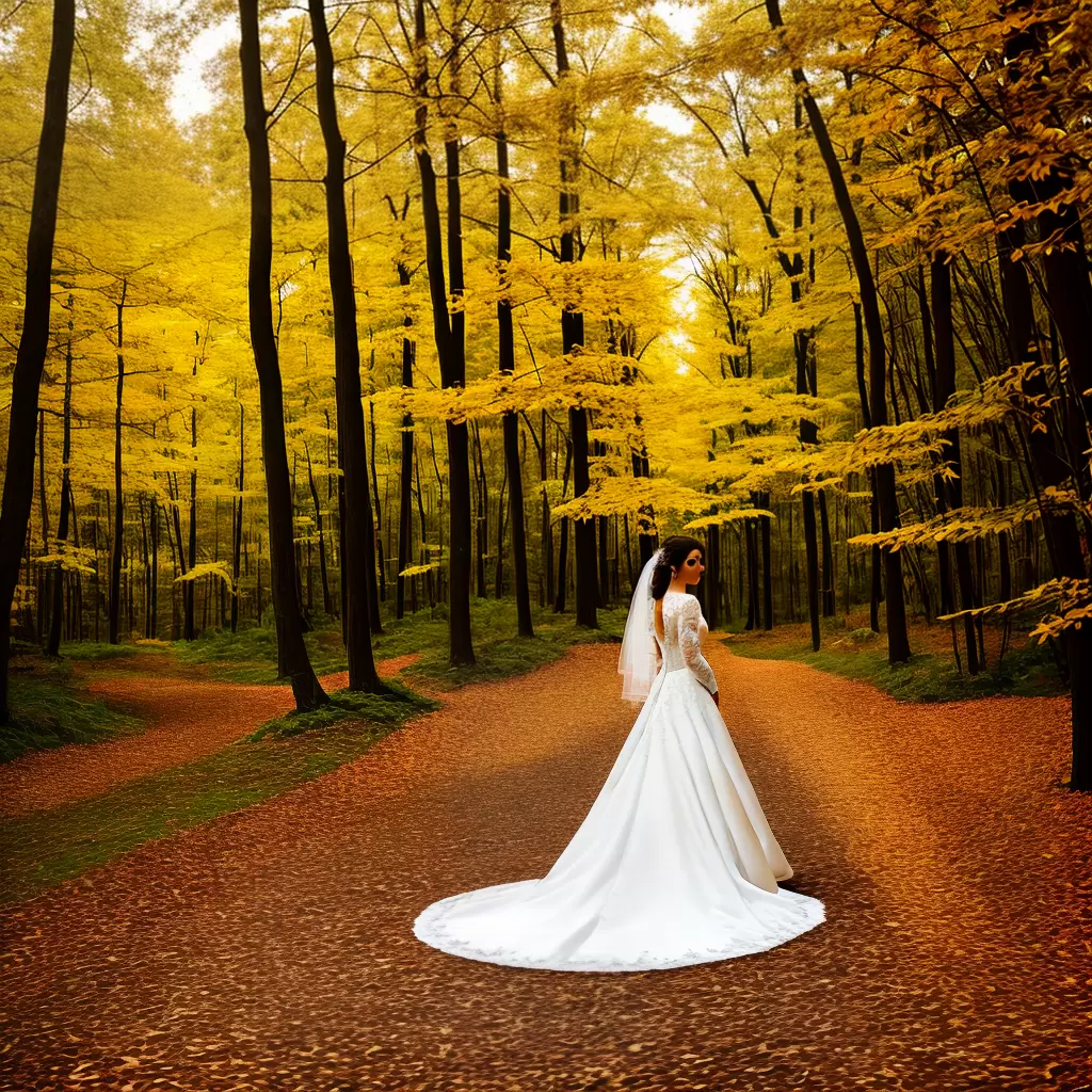 Fotos noiva outono floresta cores romantico Fotos noiva outono floresta cores romantico