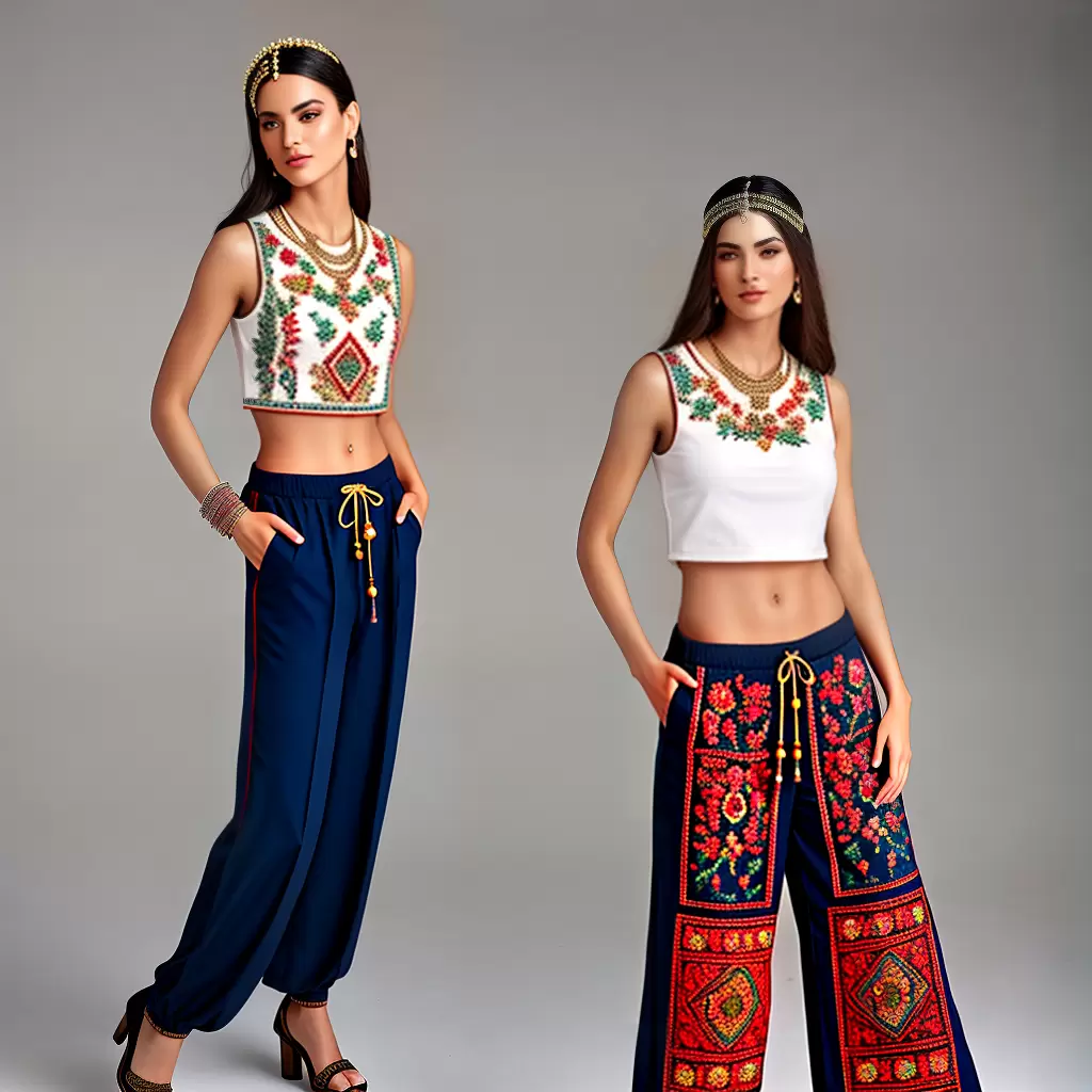 Fotos moda bulgara calca bordada acessorios