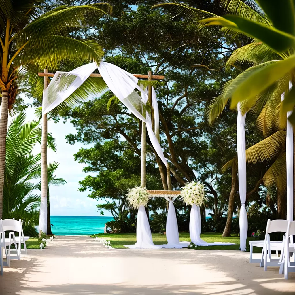 Fotos casamento praia arco flores luzes