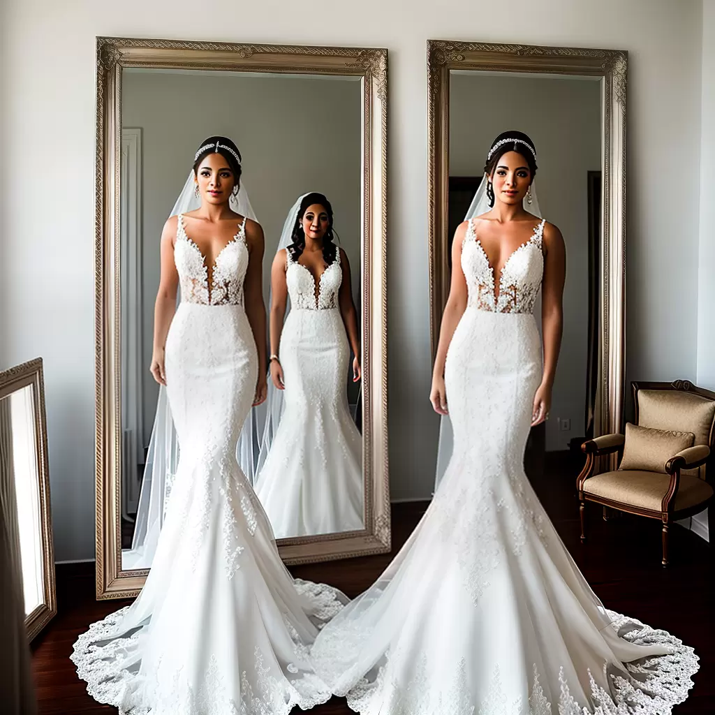 Fotos noiva espelho vestido transparente