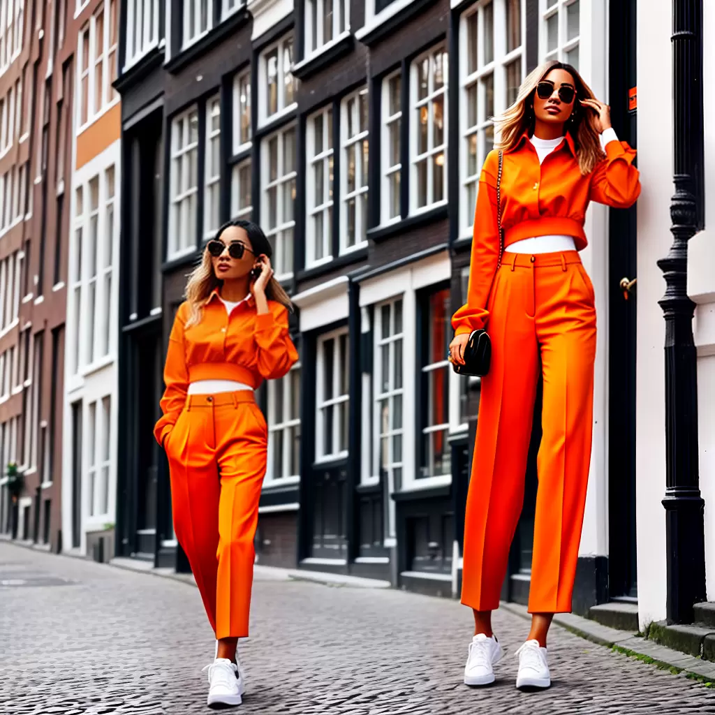Fotos amsterdam mulher calca larga laranja