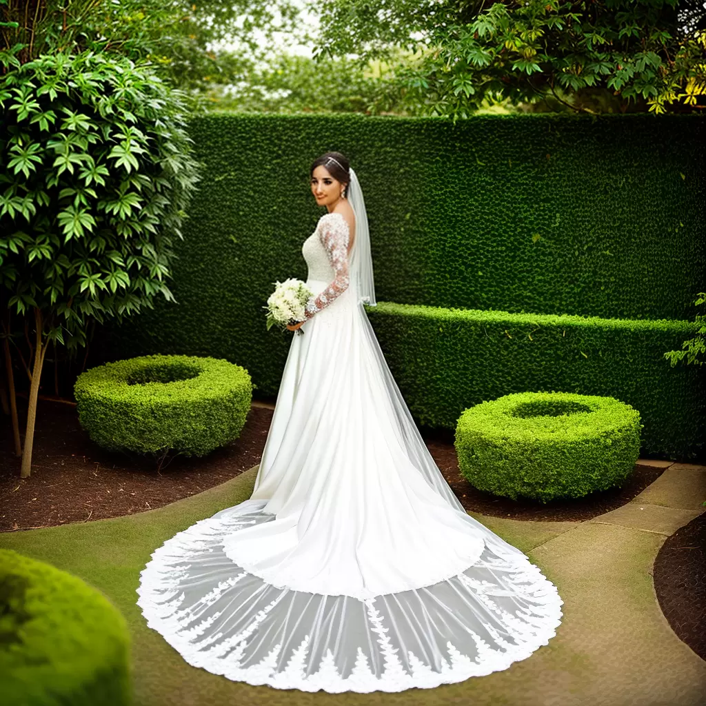 Fotos noiva jardim renda manga elegancia