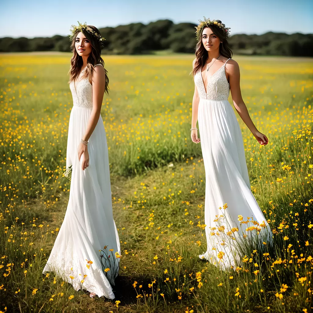 Fotos noiva campo flores vestido coroa