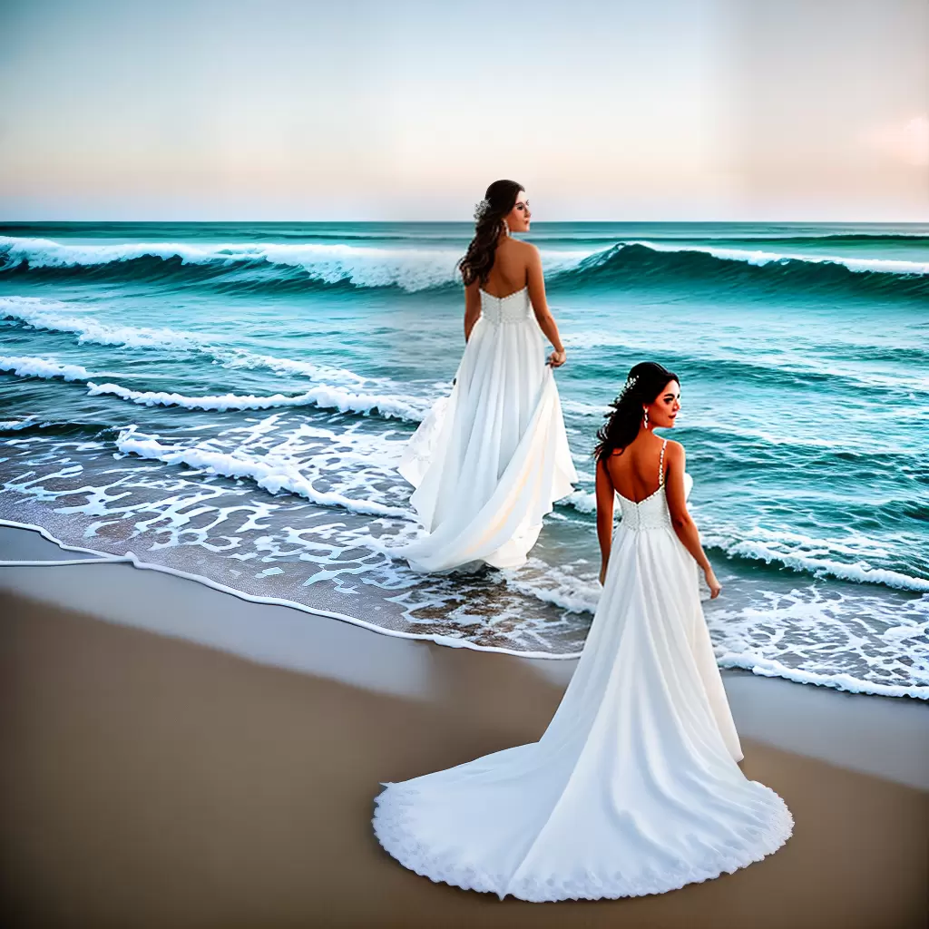 Fotos noiva praia vestido elegante romantico