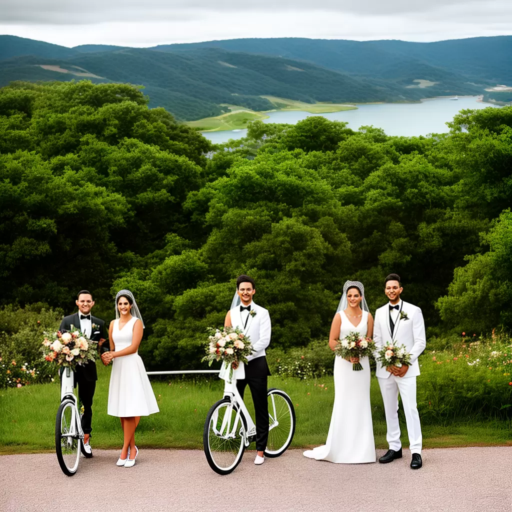 Fotos casal bicicleta traje casamento cena