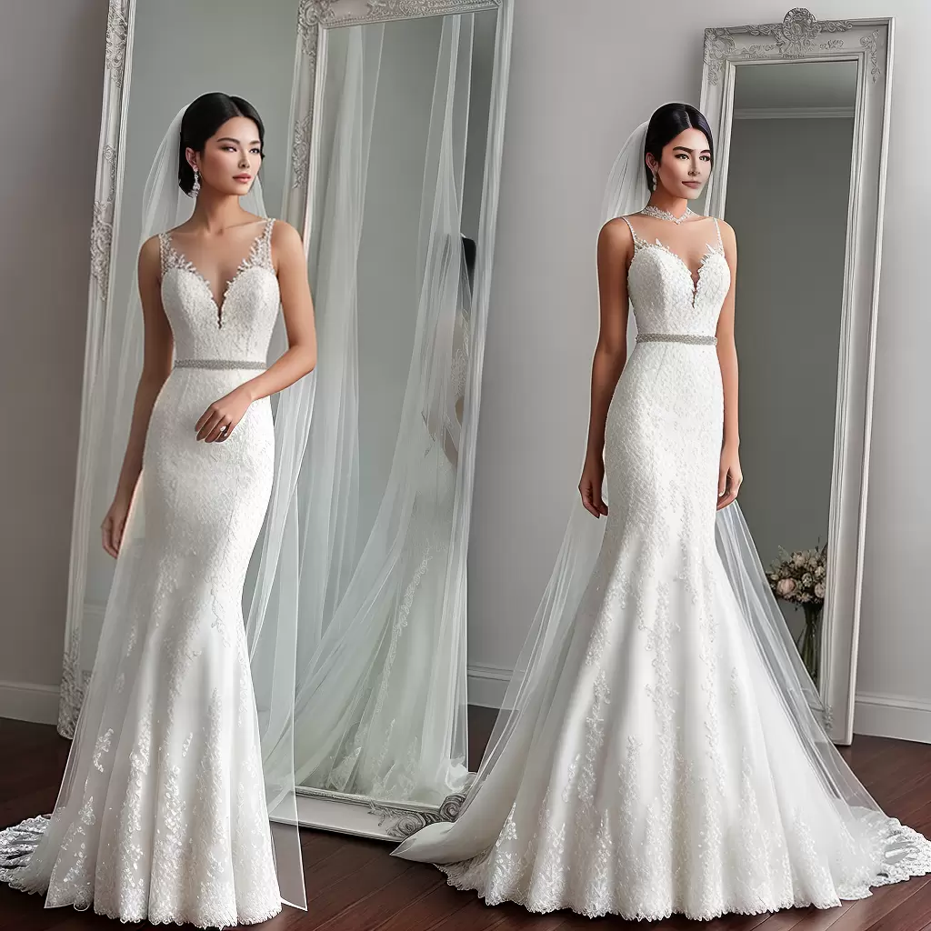Fotos noiva vestido ilusao renda espelho 1