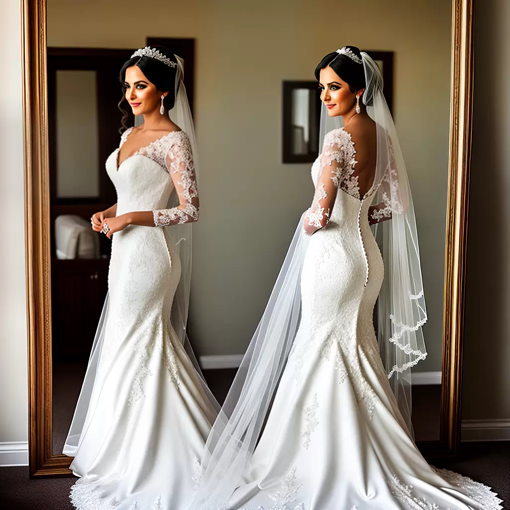 Fotos noiva espelho vestido renda elegante 2