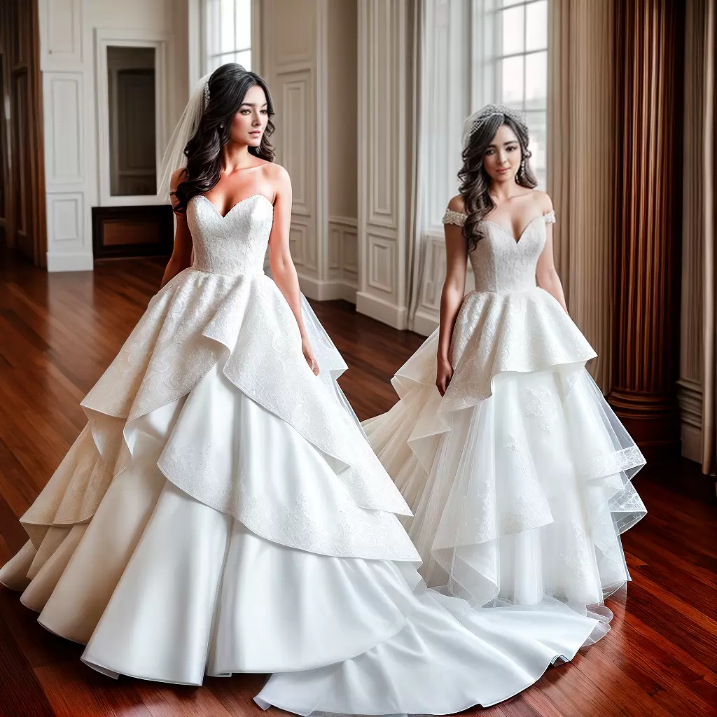 Fotos noiva vestido camadas renda elegante