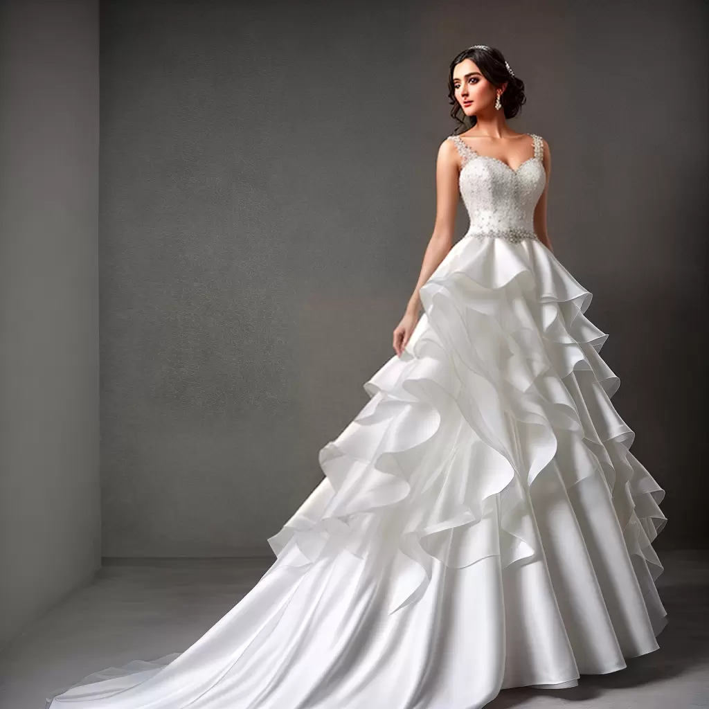 Fotos noiva vestido camadas elegante