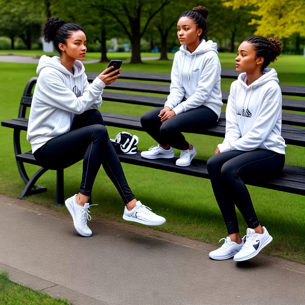 Fotos mulher athleisure legging hoodie parque