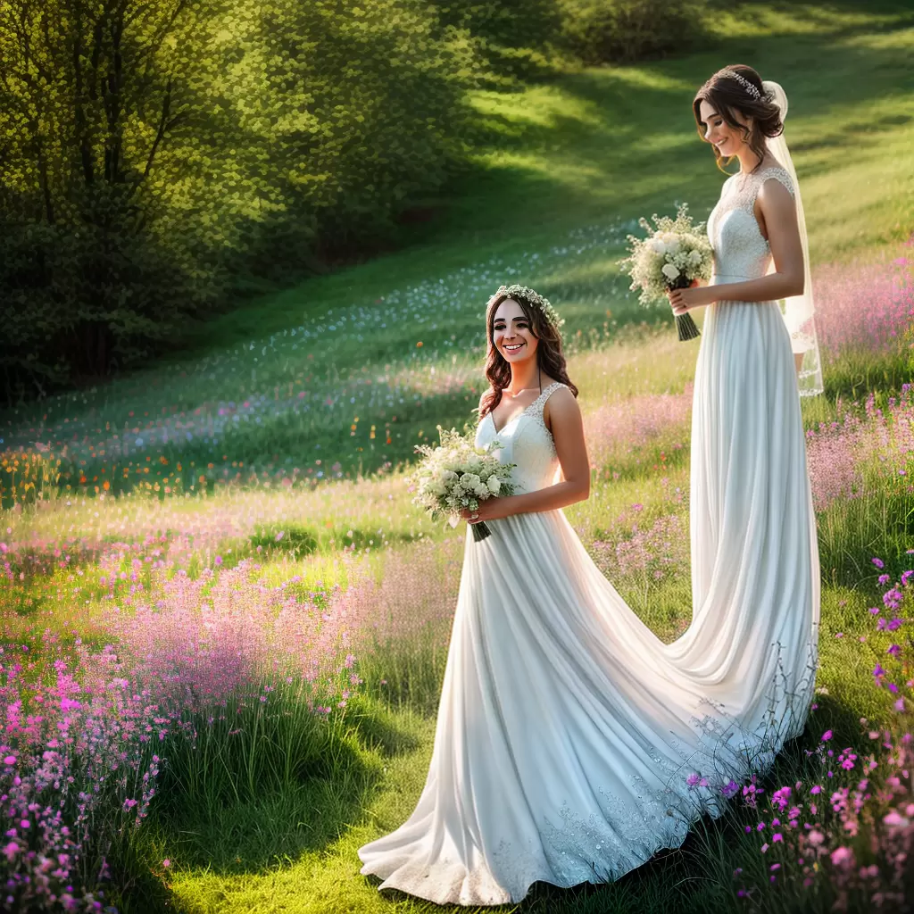 Fotos noiva campo flores vestido sol felicidade