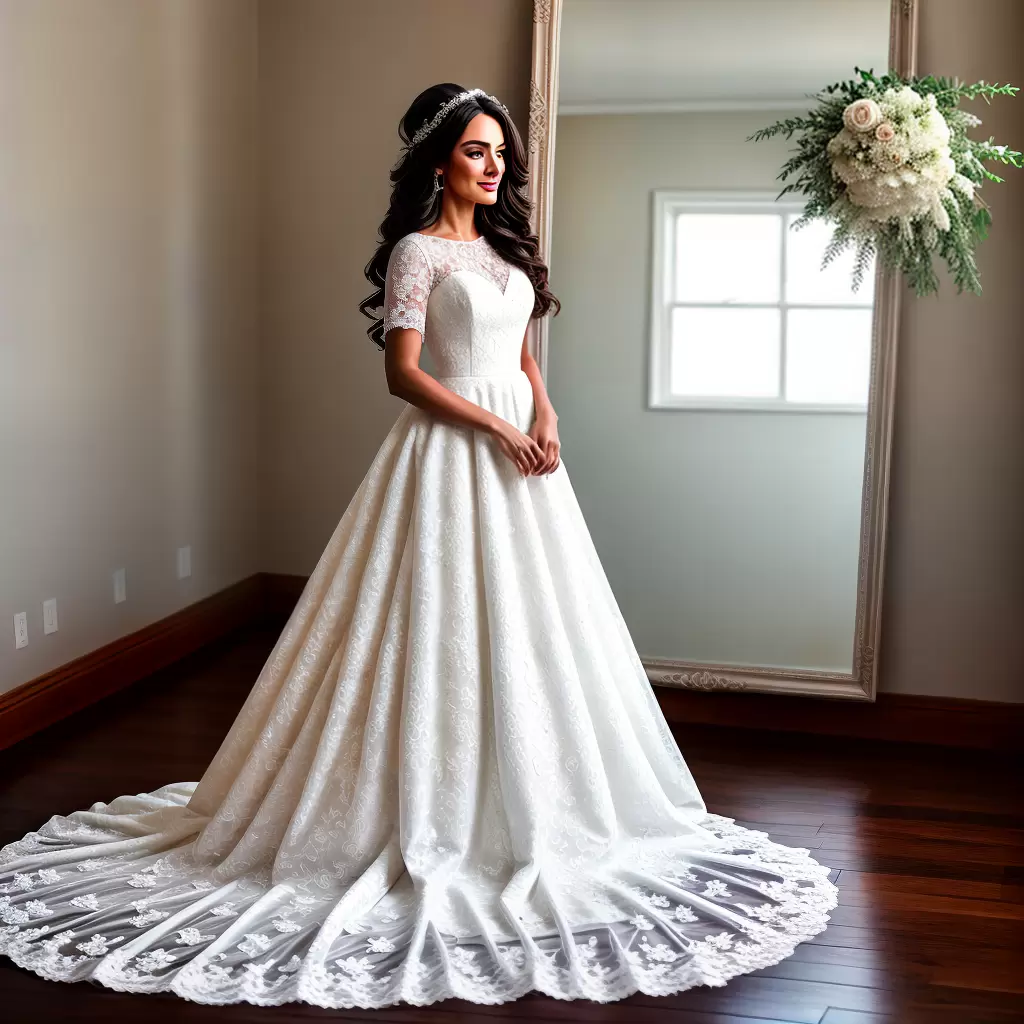 Fotos noiva espelho vestido renda flores
