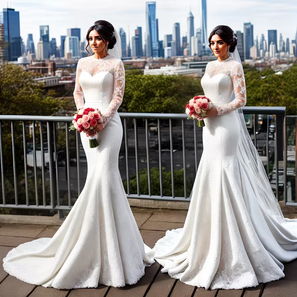 Fotos noiva skyline moderna elegante rosas