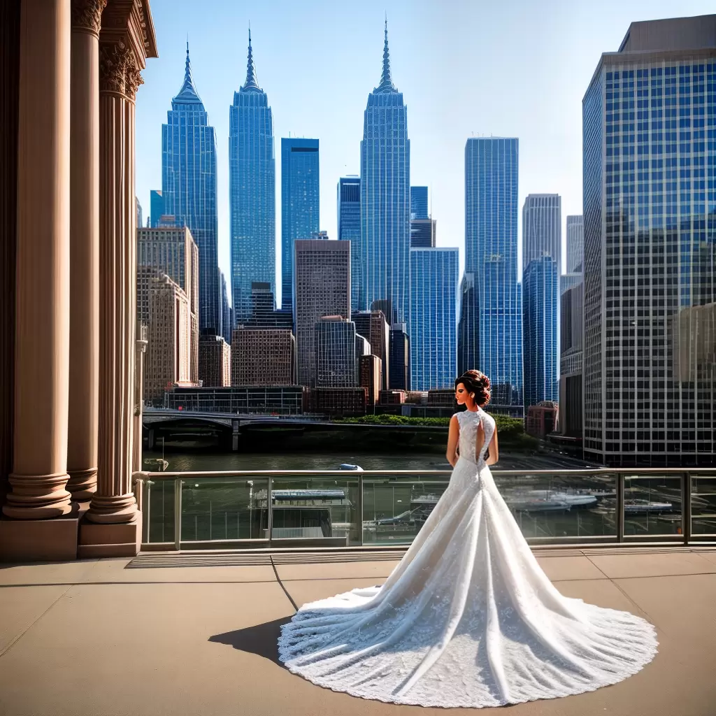 Fotos noiva skyline vestido chique renda