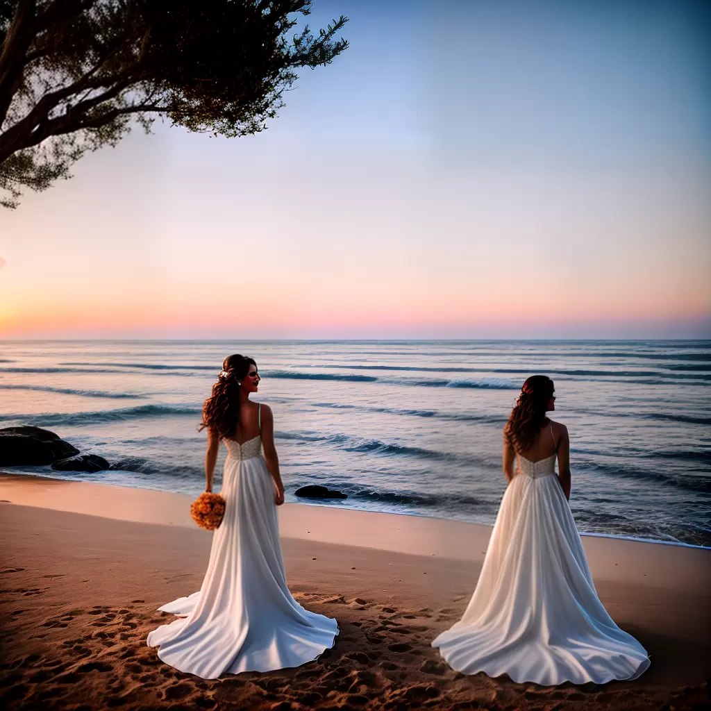 Fotos noiva praia por do sol vestido