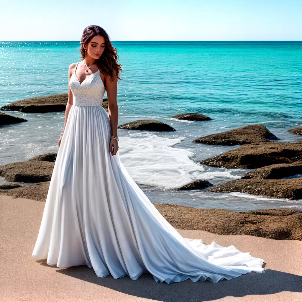 Fotos noiva praia vestido leve cabelo ondulado