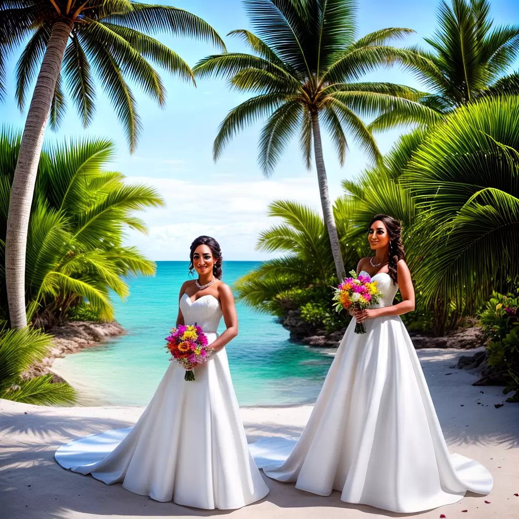 Fotos noiva praia vestido flores tropical