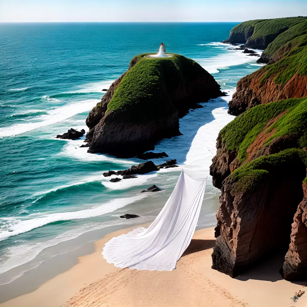 Fotos noiva praia vestido branco floral oceano