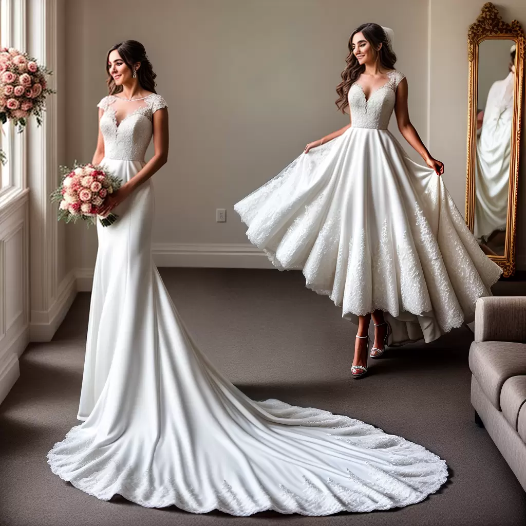 Fotos noiva espelho vestido renda rosas 8