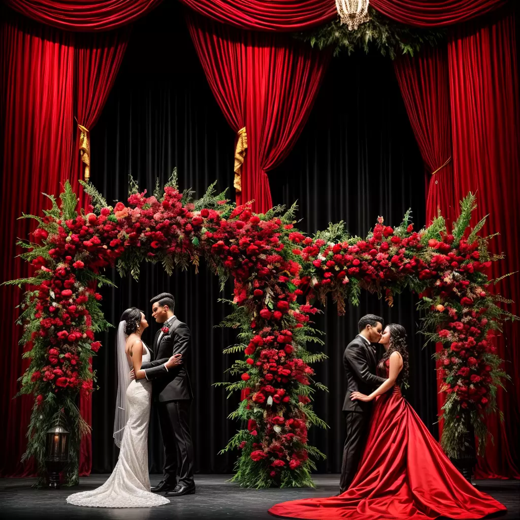 Fotos teatro casamento flores negro vermelho Fotos teatro casamento flores negro vermelho