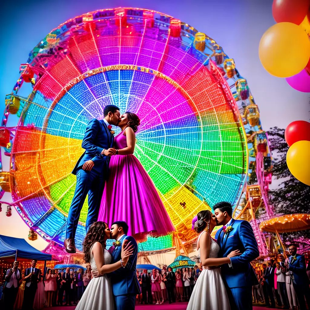 Fotos casamento roda gigante colorido Fotos casamento roda gigante colorido