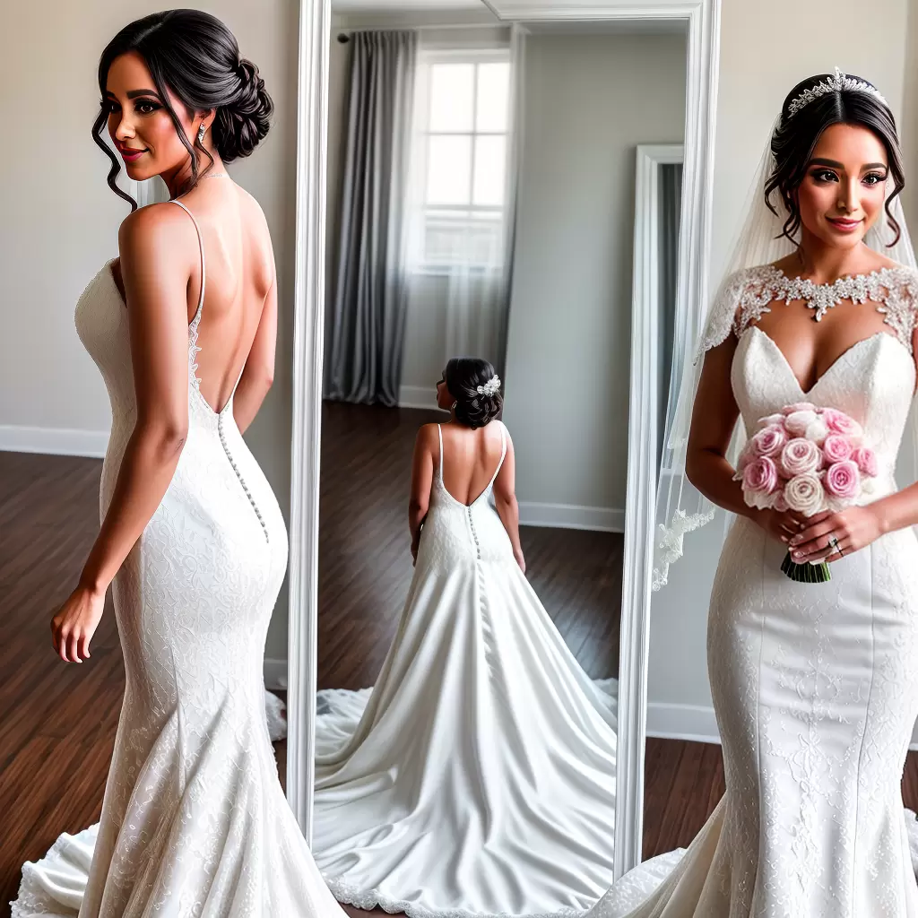 Fotos noiva espelho vestido rosas 2