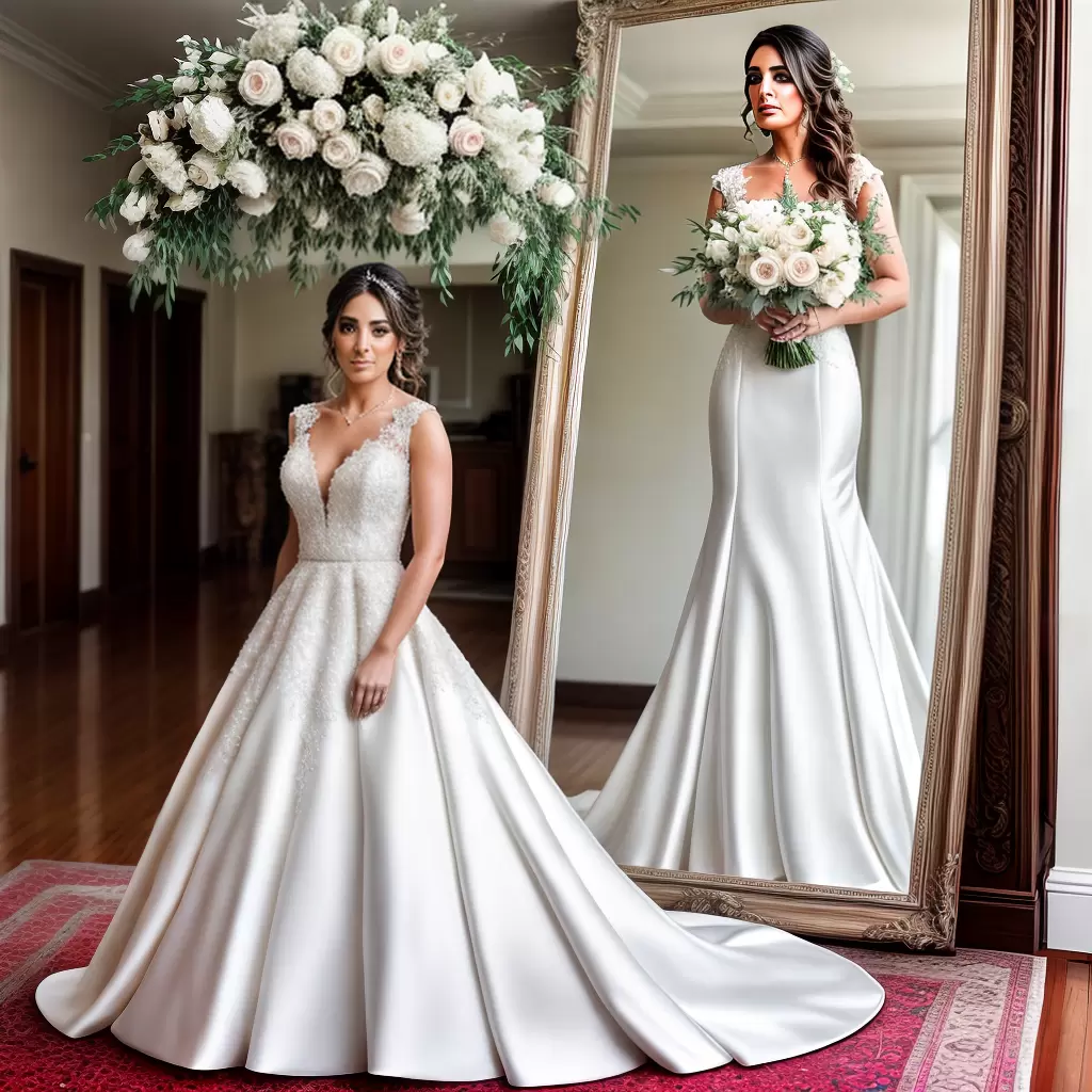 Fotos noiva espelho vestido rosas 3