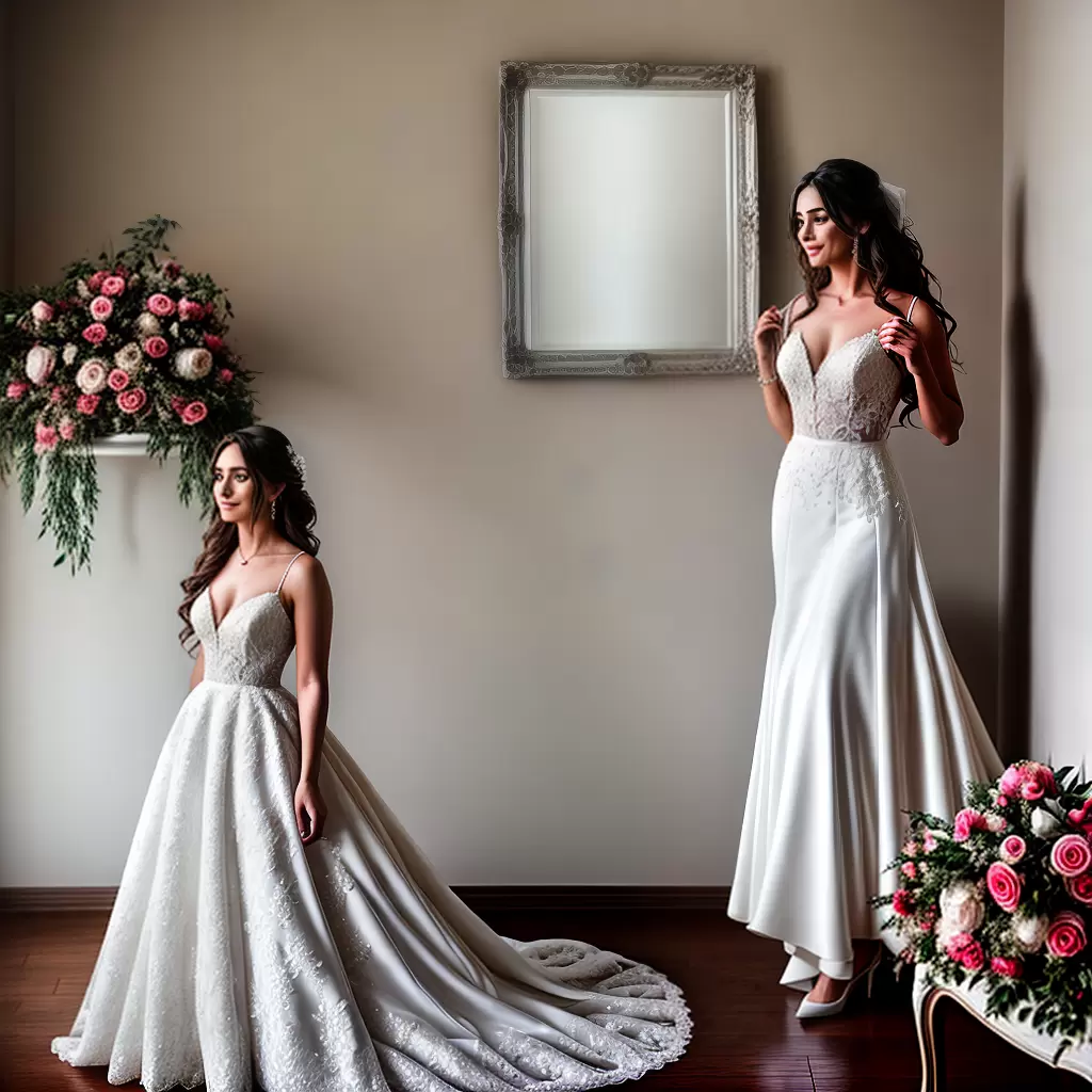 Fotos noiva espelho vestido renda rosas 9