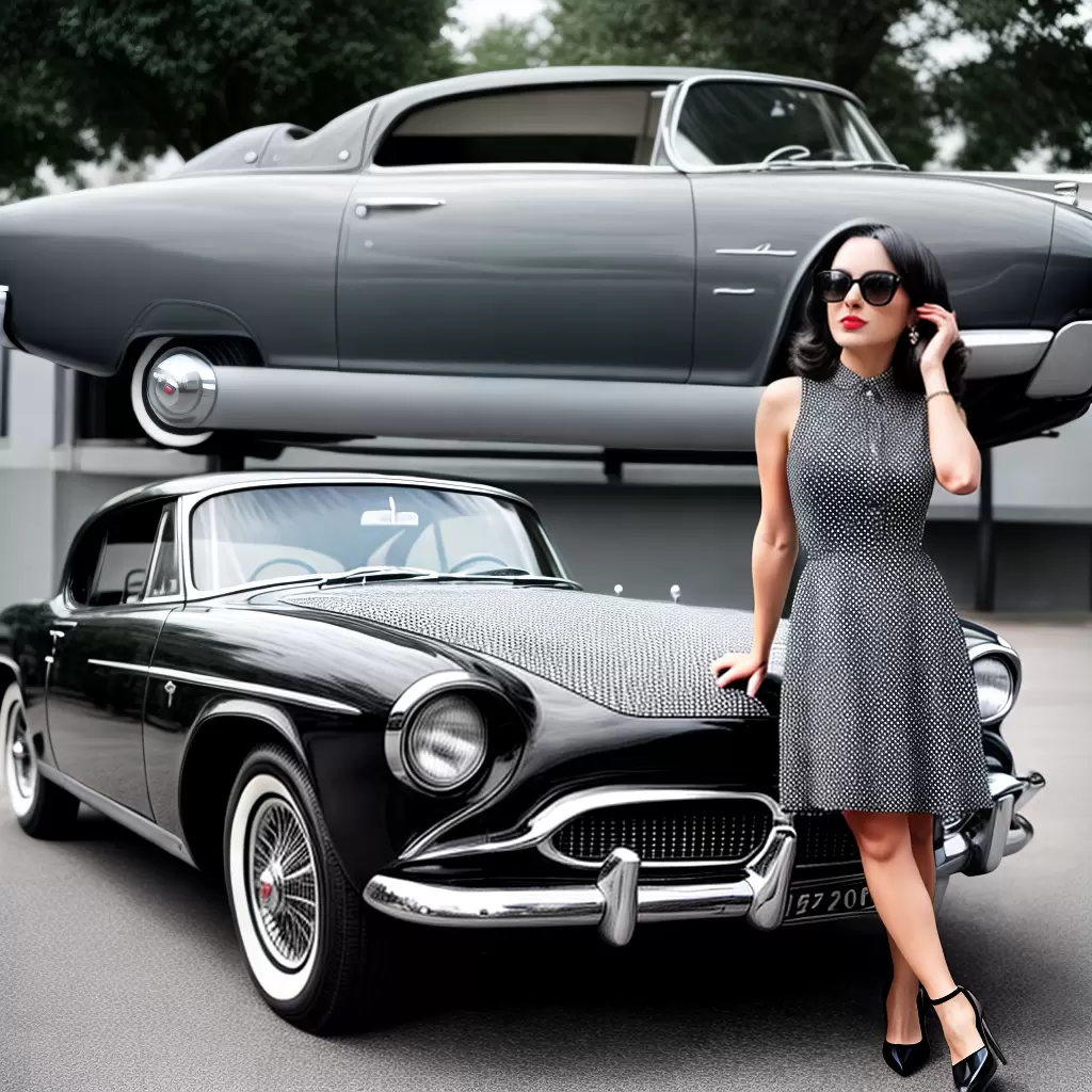 Fotos mulher vestido bolinha oculos carro