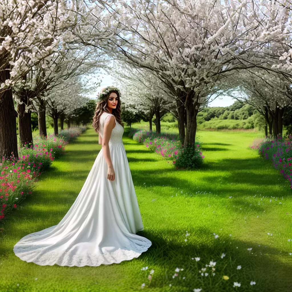 Fotos noiva campo flores vestido coroa arco