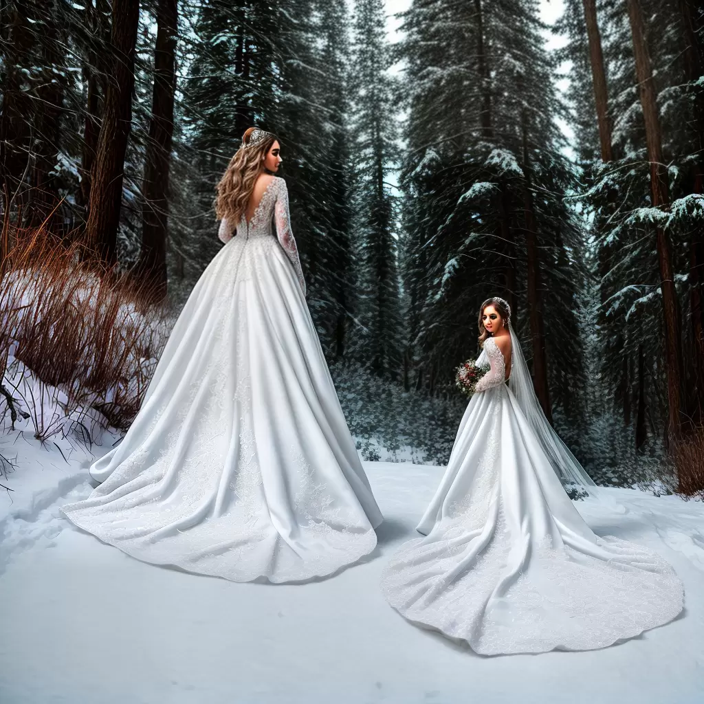 Fotos noiva floresta inverno vestido longo