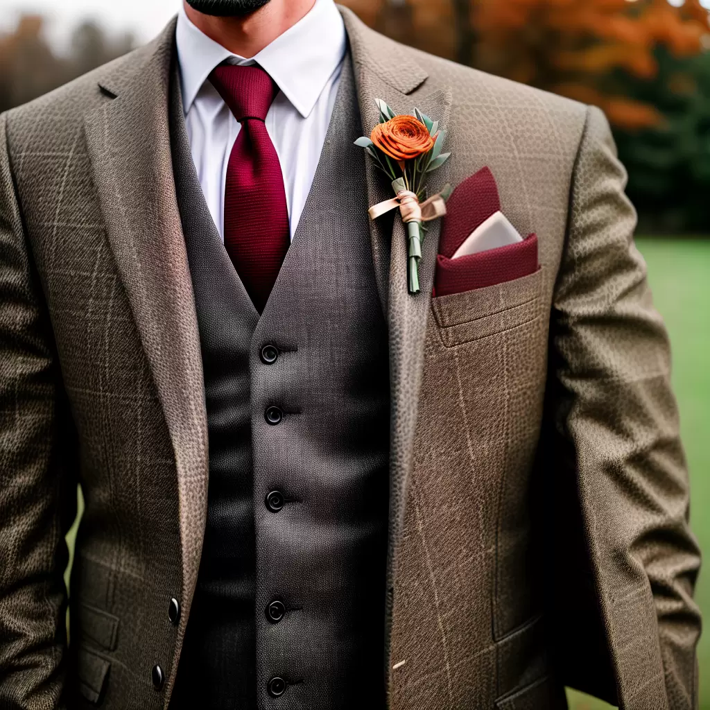 Fotos noivo outono traje tweed boutonniere floral Fotos noivo outono traje tweed boutonniere floral