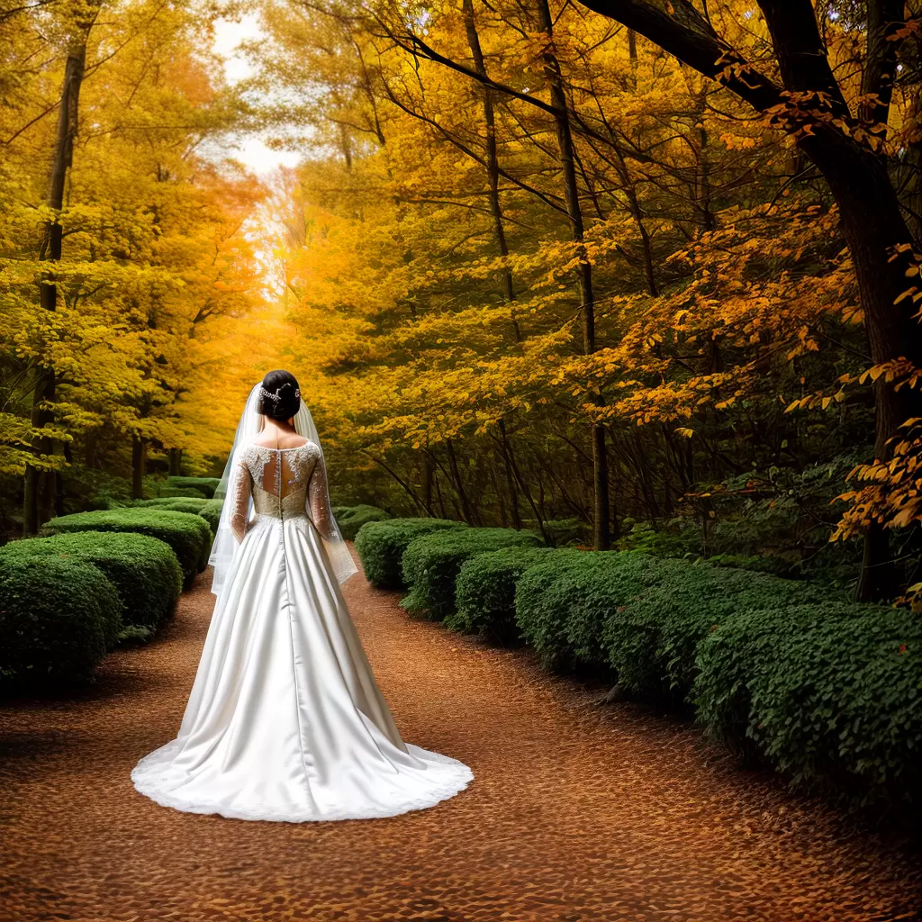Fotos noiva outono floresta romantica glamour