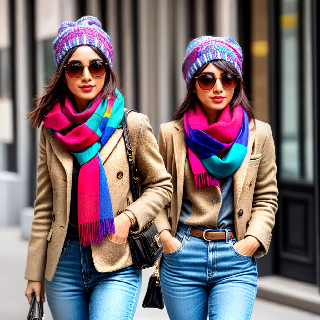 Fotos mulher estilosa oculos grande cachecol colorido