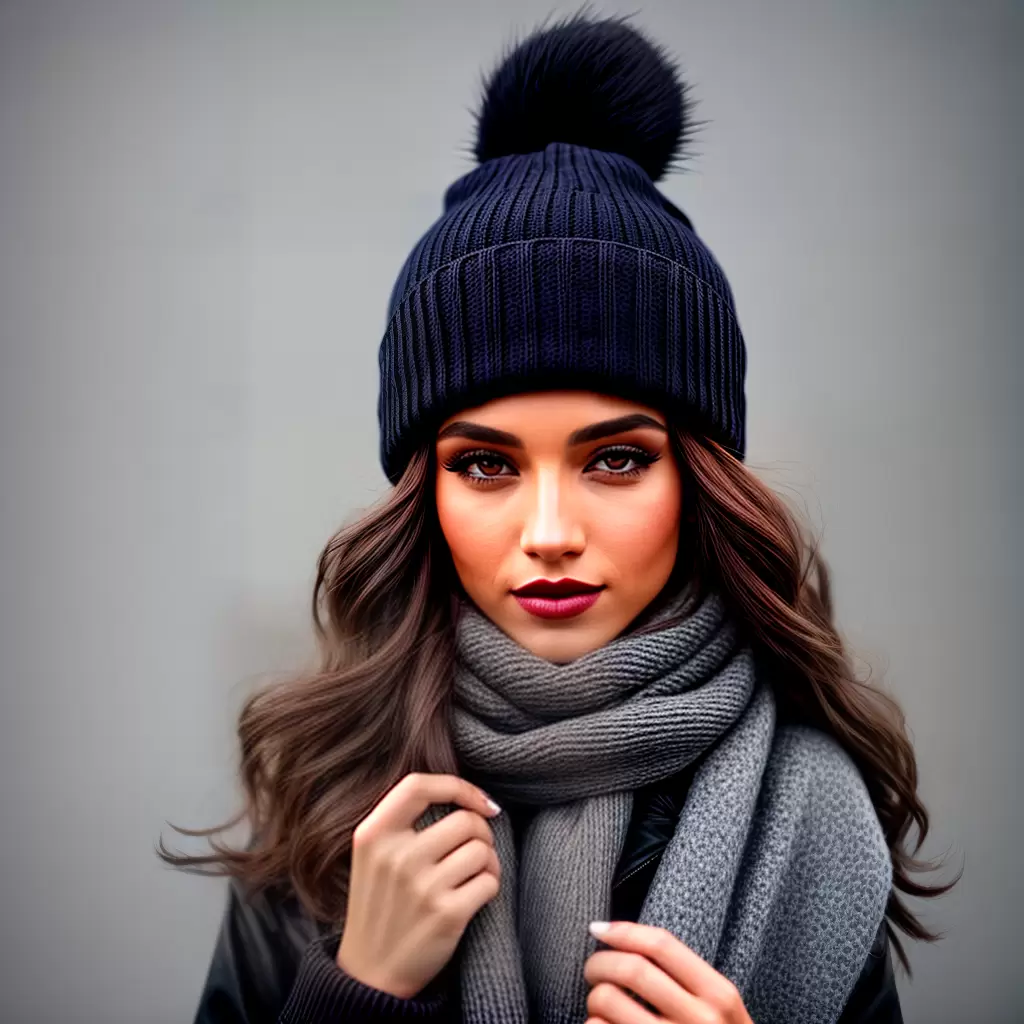 Fotos modelo inverno beanie maquiagem cabelo