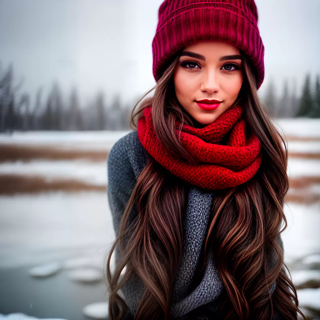 Fotos inverno mulher cachecol beanie batom
