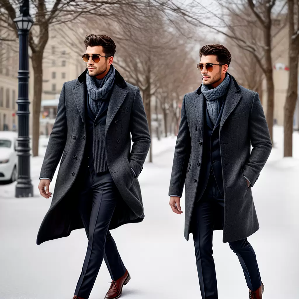 Fotos homem estilo inverno rua neve Fotos homem estilo inverno rua neve
