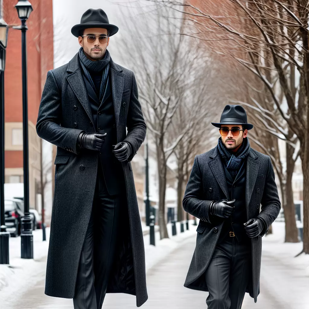 Fotos homem inverno casaco preto chapeu scarf Fotos homem inverno casaco preto chapeu scarf