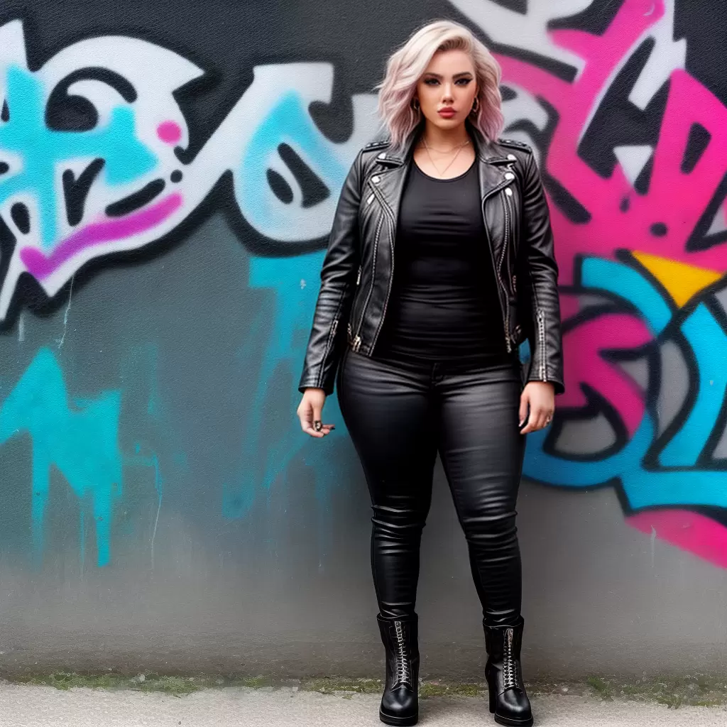 Fotos mulher plus size estilo roqueira grafite