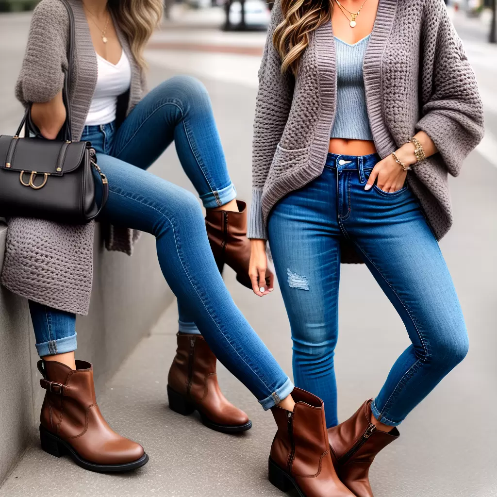 Fotos cardigan croche jeans bota