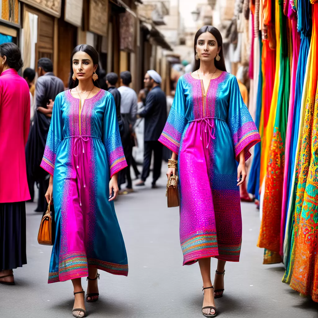 Fotos kaftan colorido bordado marrocos
