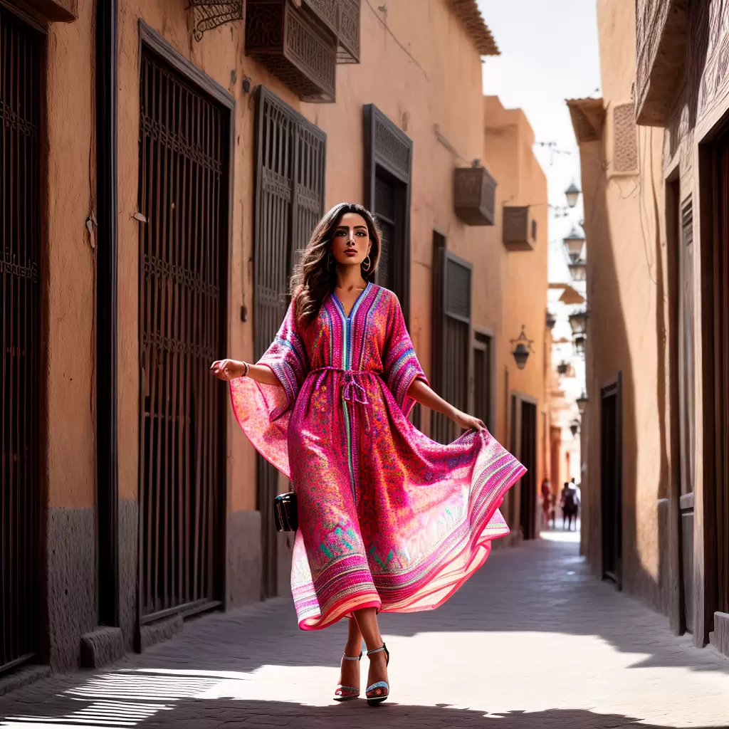 Fotos mulher kaftan colorido marrakech