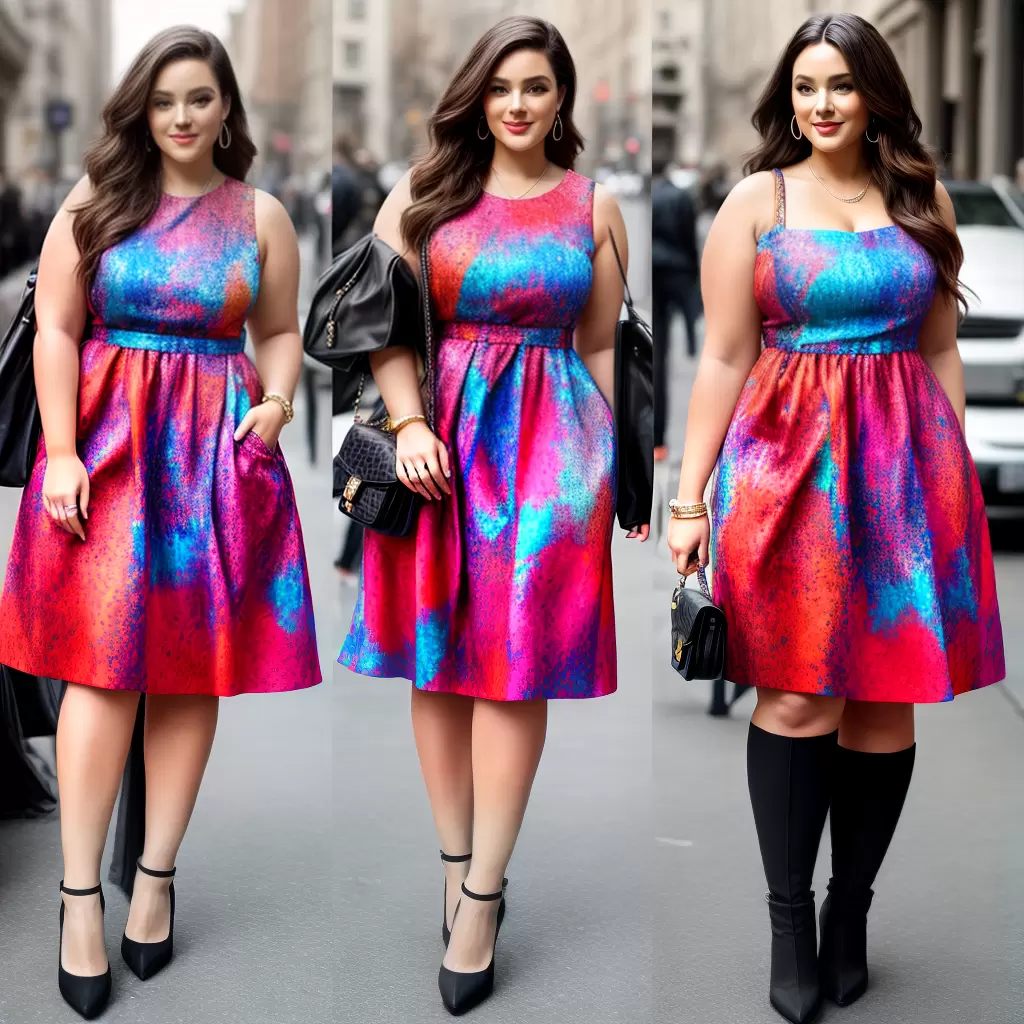 Fotos tendencia moda plus size estampa colorida