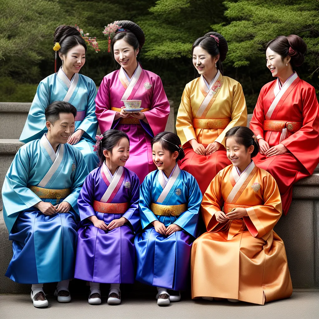 familia hanbok mesa tradicional coreana familia hanbok mesa tradicional coreana